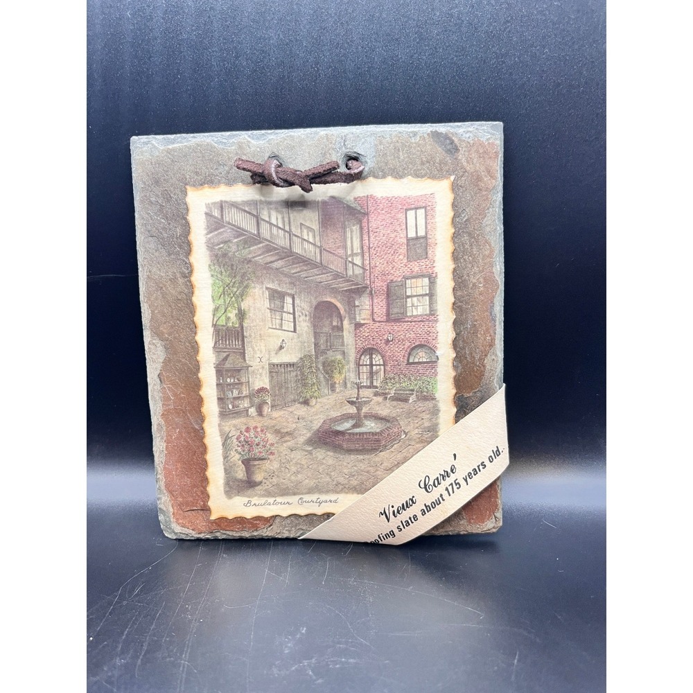Pair of Vieux Carre Roofing Slate Art Brulatour Courtyard Orleans St New Orleans